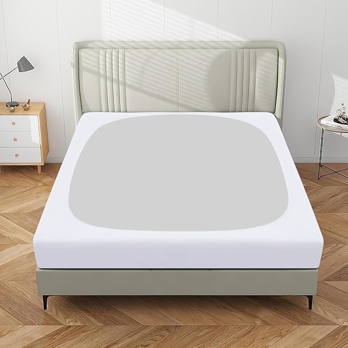 PureFit Stretchy Box Spring Cover King - Elastic Fitted Box Spring Wrap Around 4 Sides, Wrinkle & Fading Resistant Fits King and C-King Size Beds, White