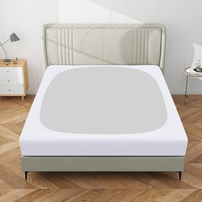 PureFit Stretchy Box Spring Cover King - Elastic Fitted Box Spring Wrap Around 4 Sides, Wrinkle & Fading Resistant Fits King and C-King Size Beds, White
