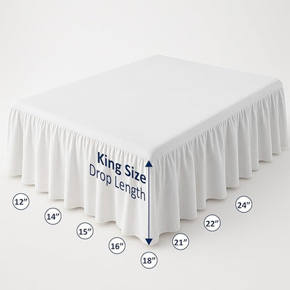 Cottingon Bed Skirt King 12" Drop with Split Corners, 100% Microfiber Soft and Stylish, Dust Ruffle with Platform, White