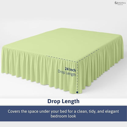 KRISHNA Ruffled Bed Skirt with Split Corners Full, 100% Microfiber Hotel Quality, 24 Inch Drop Dust Ruffle Gathered Bedskirt with Platform, 54" x 75", Sage