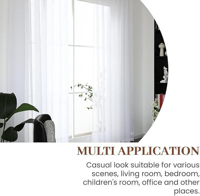 Dreaming Casa White Sheer Curtains 102 Inches Long, Rod Pocket & Back Tab Light Filtering Textured Sheers for Living Room Bedroom, 2 Panels, Each 52" W x 102" L