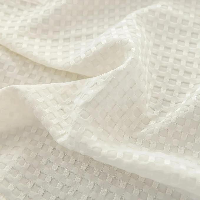 Twin Bed Skirt - Twin Size Bed Skirts 12 Inch Drop with Split Corners, Ivory Pleated Waffle Weave Bed Skirt, Tailored Dust Easy Fit, Machine Washable (12" Twin)