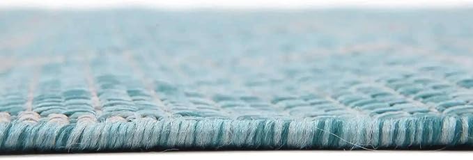 Unique Loom Outdoor Trellis Collection Area Rug - Trellis (Square 10' 8" x 10' 8", Aquamarine/ Gray)