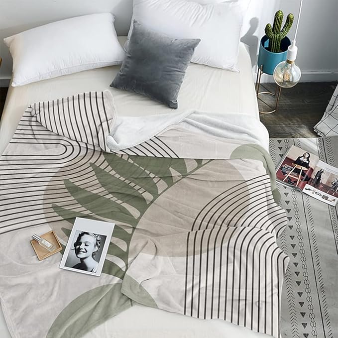 Boho Mid Century Throws Blankets Beige Yellow Modern Abstract Throw Blankets Minimalist Sun Boho Geometric Aesthetic Soft Warm Bed Bedding Women Blankets for Couch Bedroom Office 70"x80"