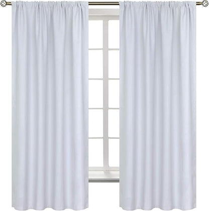 BGment Rod Pocket Room Darkening Curtains for Bedroom 63 Inches Long - Thermal Insulated Blackout Curtains for Living Room, 42 x 63 Inch, 2 Panels, Greyish White