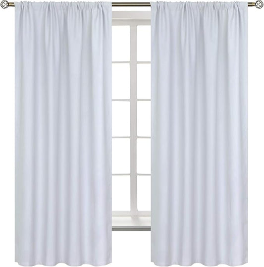BGment Rod Pocket Room Darkening Curtains for Bedroom 63 Inches Long - Thermal Insulated Blackout Curtains for Living Room, 42 x 63 Inch, 2 Panels, Greyish White