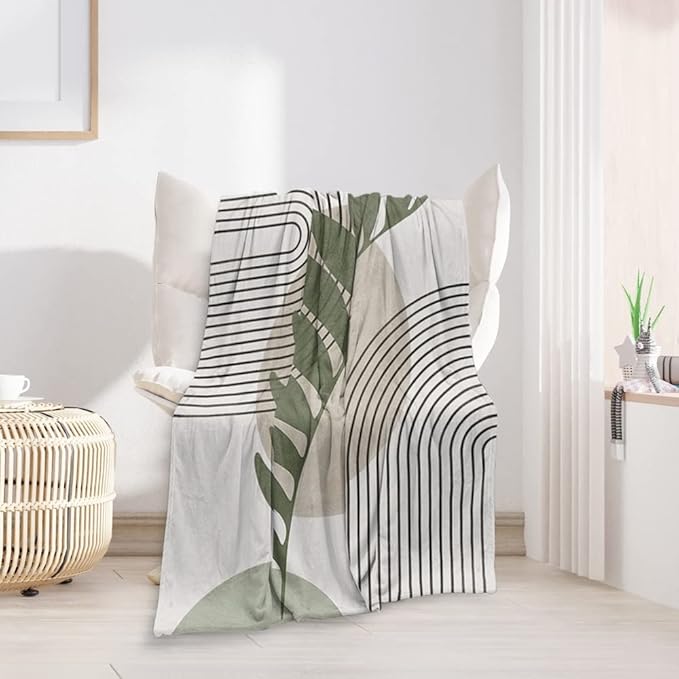 Boho Mid Century Throws Blankets Beige Yellow Modern Abstract Throw Blankets Minimalist Sun Boho Geometric Aesthetic Soft Warm Bed Bedding Women Blankets for Couch Bedroom Office 40"x50"