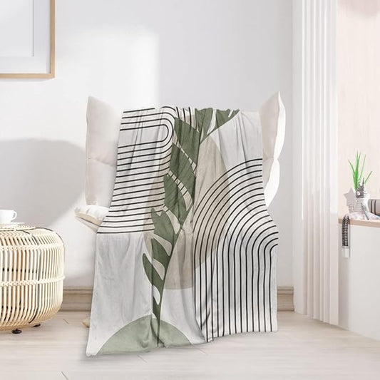 Boho Mid Century Throws Blankets Beige Yellow Modern Abstract Throw Blankets Minimalist Sun Boho Geometric Aesthetic Soft Warm Bed Bedding Women Blankets for Couch Bedroom Office 40"x50"