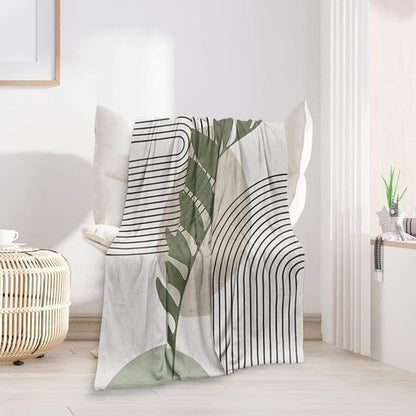 Boho Mid Century Throws Blankets Beige Yellow Modern Abstract Throw Blankets Minimalist Sun Boho Geometric Aesthetic Soft Warm Bed Bedding Women Blankets for Couch Bedroom Office 70"x80"