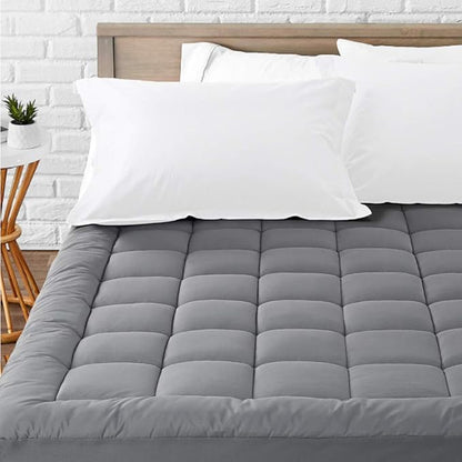 LEISURE TOWN Mattress Pad TwinXL Size Soft Cotton Mattress Cover,Quilted Fitted Mattress Topper with Deep Pocket fits 8-21 inch Mattress,Breathable Fluffy Pillow Top,Cooling Mattress Protector, Grey