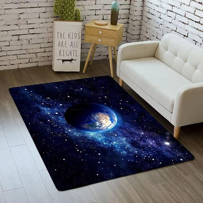 Outer Space Rug for Kids Bedroom 3x5 ft Galaxy Carpet for Boys Room Soft Non-Slip Solar System Area Rug 3D Planet Universe Rug for Living Room