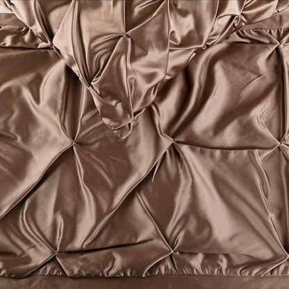 The HomeCentric Beige Bed Runner Without Pillow Cover, Queen Size 74"x18" Decorative Bed Runner, Beige Satin Bed Scarf in Pintucks - Satin Ballet Swirl