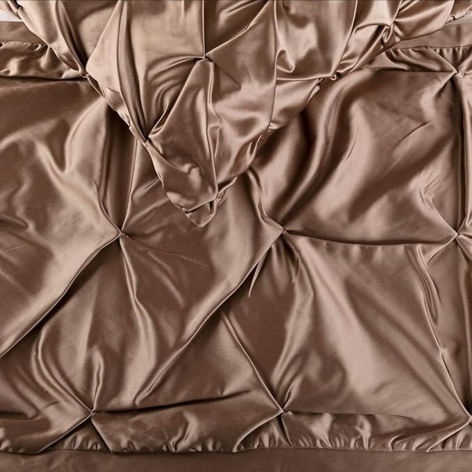 The HomeCentric Beige Bed Runner Without Pillow Cover, King Size 90"x18" Decorative Bed Runner, Beige Satin Bed Scarf in Pintucks - Satin Ballet Swirl