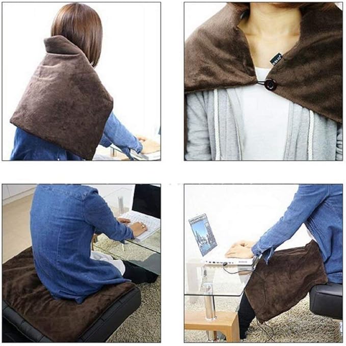 USB Heated Blanket/Shawl/Throws, 35"X23" Flannel Heating Cushion Pad Blanket for All Occasions Including Outdoor - 3 Heat Settings and 3-Hour Auto-Off (Gray)