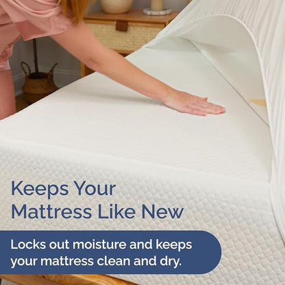 100% Waterproof Mattress Protector Or Your Money Back Twin Size-Premium Fitted Terry Cover - Noiseless, Soft & Cooling - Secure Fit up to 16” Deep Pockets -Machine Washable & Wrinkle-Free - White