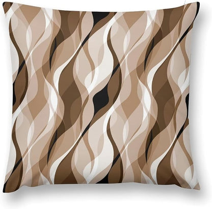 Brown Throw Pillow Covers Modern Abstract Grey and Brown Striped Decorations for Bedroom Living Room Farmhouse Sofa Pillows Bed Couch 20x20 Inch