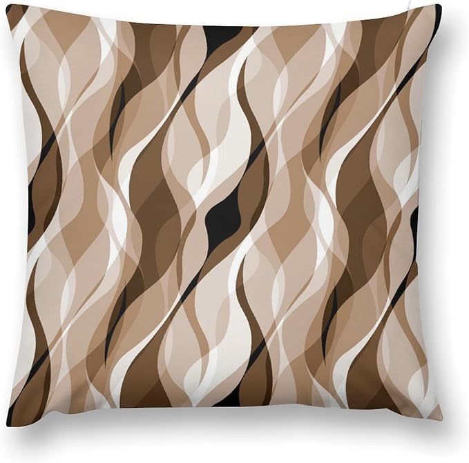 Brown Throw Pillow Covers Modern Abstract Grey and Brown Striped Decorations for Bedroom Living Room Farmhouse Sofa Pillows Bed Couch 18x18 Inch