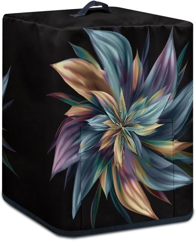 Air Fryer Cover Dust Cover Dust Protection Insulated Kitchen Appliance Cover with Top Handle and Accessories Pockets Gift for Women, Flower Brown Blue