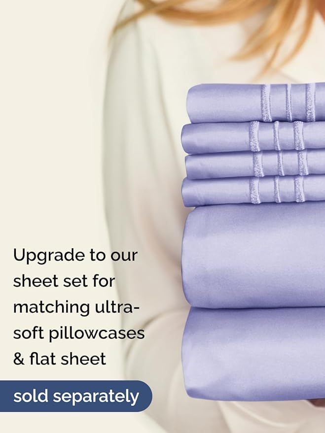 Extra Deep Twin Fitted Sheet - Hotel Luxury Single Fitted Sheet Only - Easily Fits 18 inch to 24 inch Mattress - Ultra Soft, Wrinkle & Fade Free w/Extra Deep Pockets - Breathable & Comfy - Lavender