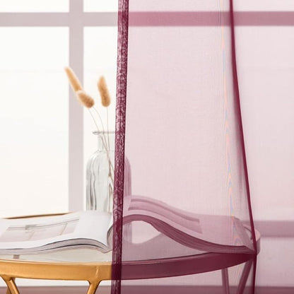 MIULEE Short Sheer Curtains 30 Inch Length for Kitchen Bathroom Cafe Half Window Treatment, Rod Pocket Tier Curtains 2 Panels, 29x30 Inches Long, Maroon Red
