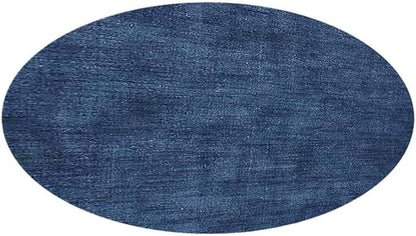 Hand Knotted Loom Wool ECO-Friendly Area Rugs - 6'x6', Round, Blue Color, Solid Plain Design, High Pile Thick Handmade Anti Skid Area Rugs for Living Room, Bed Room (L00111)