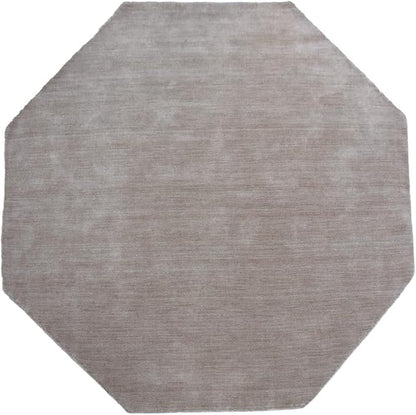 Hand Knotted Loom Wool ECO-Friendly Area Rugs - 8'x8', Octagon, Beige Color, Solid Plain Design, High Pile Thick Handmade Anti Skid Area Rugs for Living Room, Bed Room (L00111)