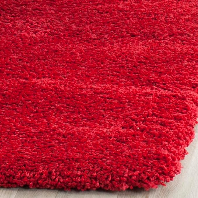 SAFAVIEH Milan Shag Collection Runner Rug - 2' x 6', Red, Solid Design, Non-Shedding & Easy Care, 2-inch Thick Ideal for High Traffic Areas in Living Room, Bedroom (SG180-4040)