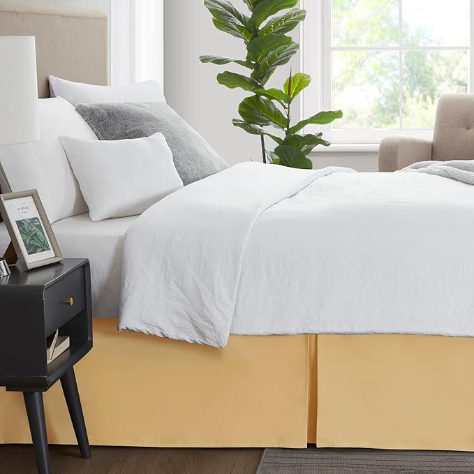 Nestl Gold Bed Skirt King Size - King Bed Skirt 14 Inch Drop - Brushed Microfiber Bed Skirts - Hotel Quality Pleated Bed Skirt - Shrinkage & Fade Resistant