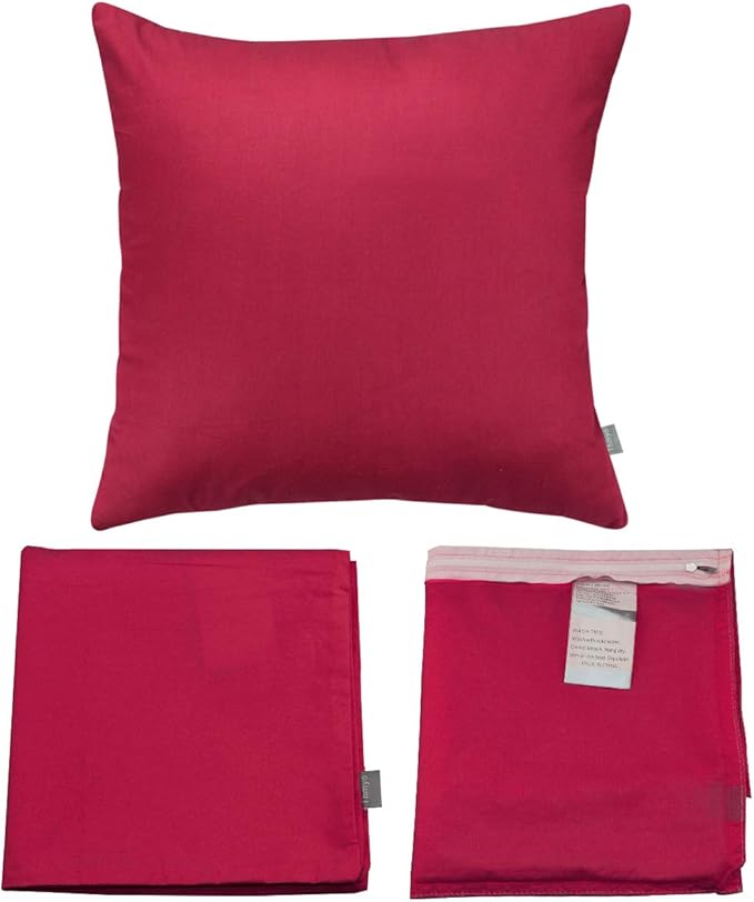 Thmyo 4-Pack 100% Cotton Comfortable Solid Decorative Throw Pillow Case, Square Cushion Cover Pillowcase Sublimation Blank Pillow Covers DIY Throw Pillowcase for Couch(16x16 inch/ 40x40cm,Dark red)
