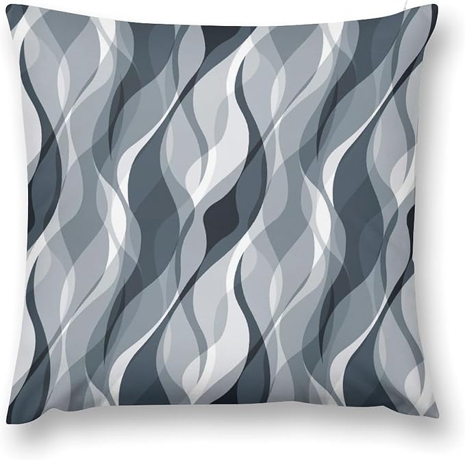 Blue Throw Pillow Covers Modern Abstract Blue and Grey Striped Decorations for Bedroom Living Room Farmhouse Sofa Pillows Bed Couch 12x12 Inch