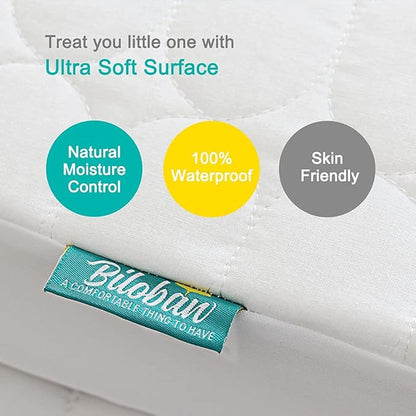 Crib Sheets and Waterproof Crib Mattress Protector 4 Pack Set,Waterproof Crib Sheets Mattress Pad Cover for Baby Boys and Girls, Grey&Navy
