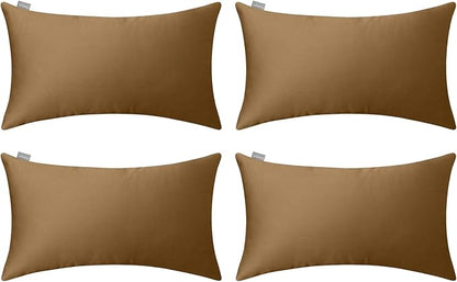 Thmyo 4-Pack 100% Cotton Lumbar Comfortable Solid Decorative Throw Pillow Case, Rectangle Cushion Cover Pillowcase, DIY Throw Pillowcase for Sofa Bed(12x20inch/30x50cm, Light Coffee)