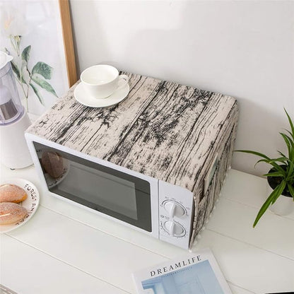 AKOAK 1 Pack 30cm x 90cm/11.81" x 35.43" Household Kitchen Microwave Dust Cover Cotton Linen Oven Cover with Storage Bag Home Decoration Accessories (Wood Grain)