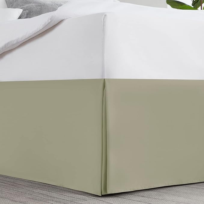 Nestl Green Bed Skirt Cal King Size - Cal King Bed Skirt 14 Inch Drop - Brushed Microfiber Bed Skirts - Hotel Quality Pleated Bed Skirt - Shrinkage & Fade Resistant