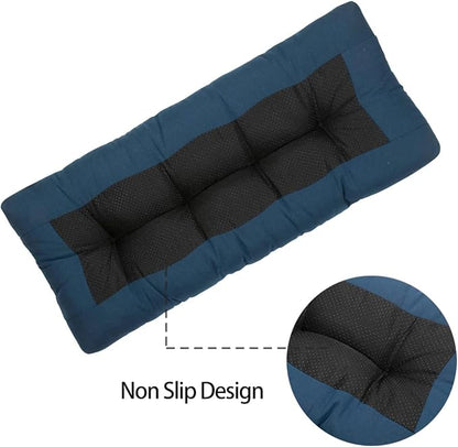 FUNHOME Outdoor Bench Cushion 42 x18 inch with Non-Slip Grips,Water Resistant Porch Swing Cushion,Bench Pillow Pads,Tufted Cushions for Patio Garden Furniture,42" Seat Cushions(Denim Blue)
