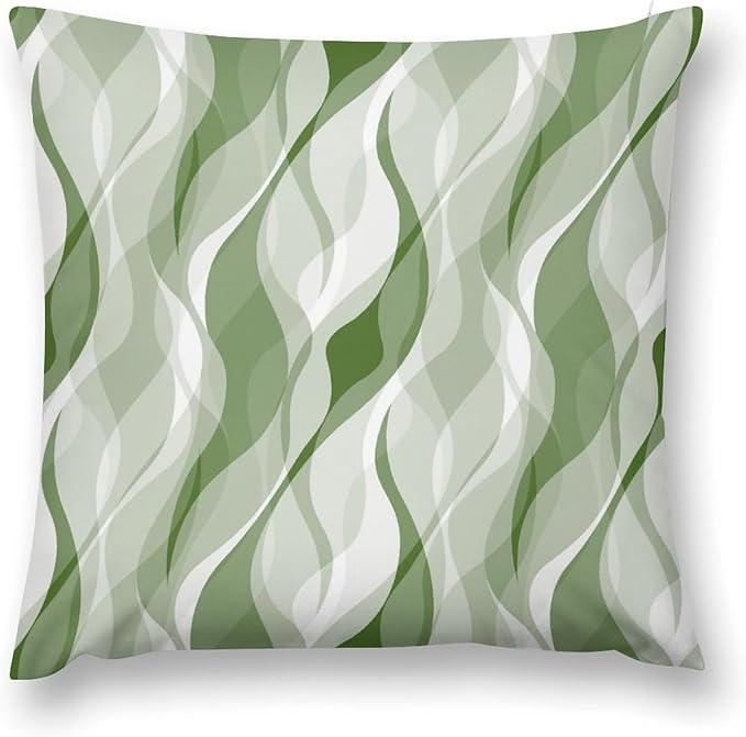 Green Throw Pillow Covers Modern Abstract Ombre Green Striped Decorations for Bedroom Living Room Farmhouse Sofa Pillows Bed Couch 16x16 Inch