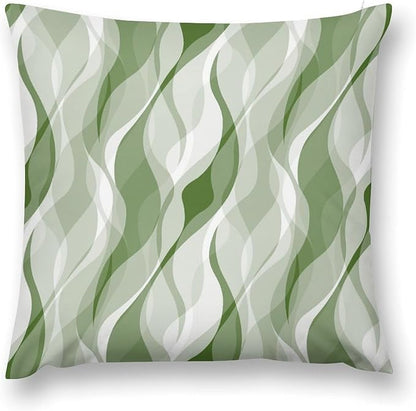 Green Throw Pillow Covers Modern Abstract Ombre Green Striped Decorations for Bedroom Living Room Farmhouse Sofa Pillows Bed Couch 12x12 Inch