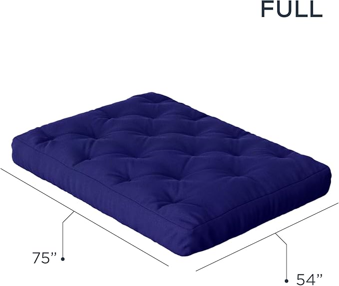 Royal Sleep Products by The Futon Factory 6 inch Foam Futon Mattress - Solid Royal Blue Cover - Full Size - CertiPUR Certified Foams - Made in USA - (Frame not Included)