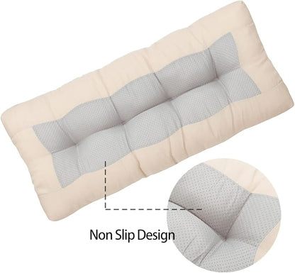 FUNHOME Outdoor Bench Cushion 48 x18 inch with Non-Slip Grips,Water Resistant Porch Swing Cushion,Bench Pillow Pads,Tufted Cushions for Patio Garden Furniture,48" Seat Cushions(Antique Beige)