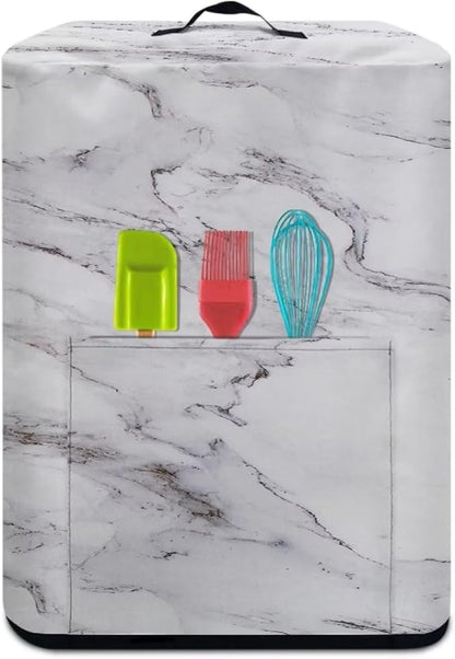 Air Fryer Cover Dust Cover, Dust Protection Insulated Kitchen Appliance Cover with Top Handle and Front Pockets for Women Gift, White Marble