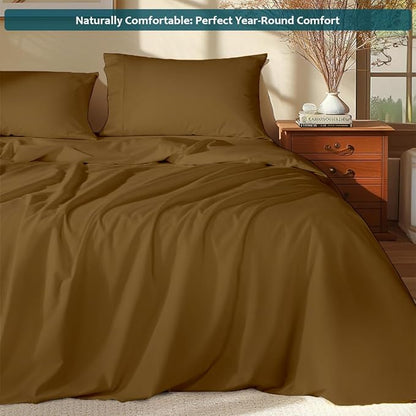 Luxury Queen Sleeper Sofa Bed Sheet Set,100% Egyptian Cotton, 338 Thread Count, Queen Size (60 x74 +6 Inch Deep Pocket) Soft and Light Weight 4pcs Sofa Set (Taupe Solid)