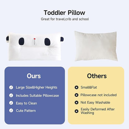Choc chick Toddler Pillow,20X12Inches Machine Washable Soft Hypoallergenic Kids Pillows,Child Cute Animal Design Perfect Toddler Pillows for Sleeping (Panda)