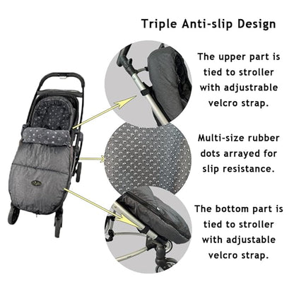 CozyMe Stroller Footmuff, Stroller Hooded Blanket for Toddler, Stroller Bunting Bag with Multi Purpose Fleece Lined Warm Winter Stroller Cover, M6-4T,Heather Grey