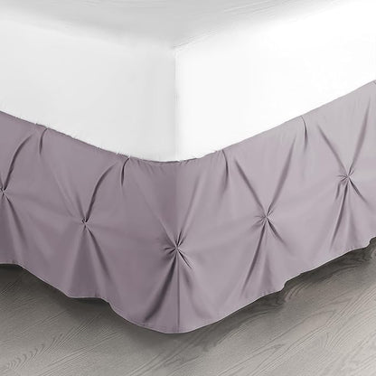 Nestl Dusty Purple Bed Skirt Twin Size, Pinch Pleat Twin Bed Skirt, 14" Inch Drop Twin Bedskirt, Hotel Quality Dusty Purple Bed Skirts, Microfiber Bedskirt for Twin Bed, Dusty Purple Twin Bed Skirt