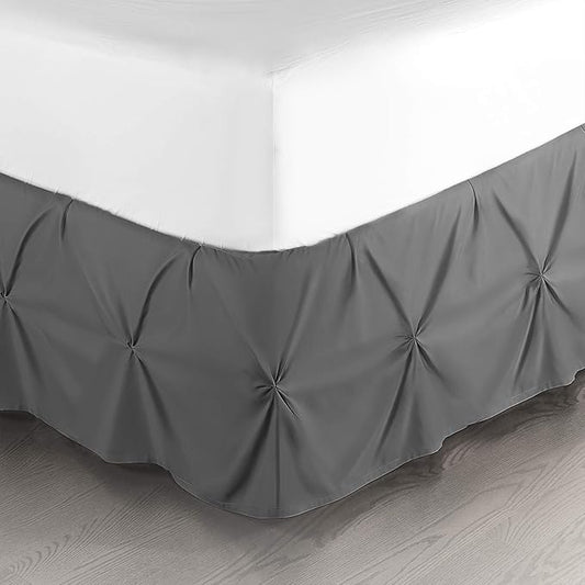 Nestl Grey Bed Skirt Cal King Size, Pinch Pleat Cal King Bed Skirt, 14" Inch Drop Cal King Bedskirt, Hotel Quality Grey Bed Skirts, Microfiber Bedskirt for Cal King Bed, Grey Cal King Bed Skirt