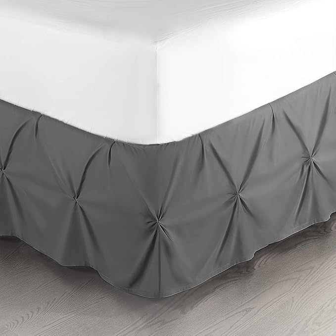 Nestl Grey Bed Skirt Twin Size, Pinch Pleat Twin Bed Skirt, 14" Inch Drop Twin Bedskirt, Hotel Quality Grey Bed Skirts, Premium Microfiber Bedskirt for Twin Bed, Grey Twin Bed Skirt