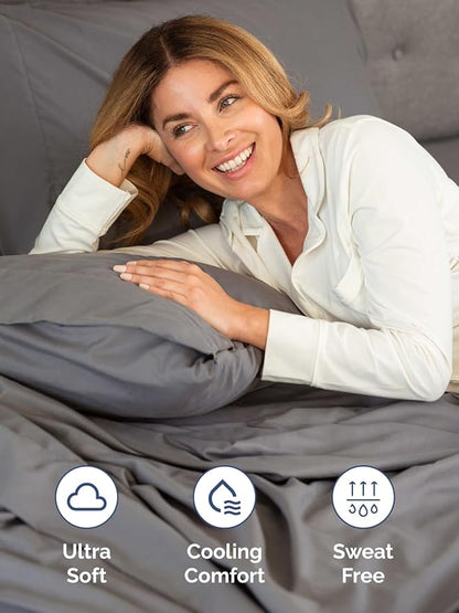 Extra Deep Pocket Queen Sheet Set - 4 Piece Breathable & Cooling Bed Sheets - Hotel Luxury Sheet Set - Soft, Wrinkle Free and Comfy - Easily Fits Extra Deep Mattresses - Deep Pocket Dark Grey Sheets
