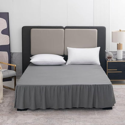 TSUTOMI Bed Skirt Full Size Ruffled Bed Skirt with Split Corners, 14 Inch Drop Dust Ruffle Bed Skirts with Platform, Gathered Style, 100% Microfiber, Grey