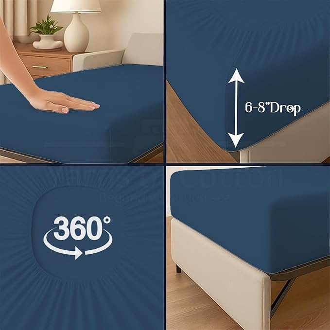 Sleeper Sofa 4 Piece Bed Sheet Set Premium Quality 100% Cotton 500 Thread Count, Smooth & Super Soft Sateen Weave, Extra Soft Bed Sheets, Wrinkle Free, 6 Inch Deep Pocket (Full, Medium)
