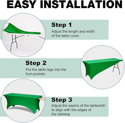 Trlyc 1 Pack 4FT Spandex Table Cloth - 48 x 30 Inch Rectangular Stretch Tablecloth, Wrinkle Resistant Scretch Table Cover for Wedding, Party, Banquet, Picnic, Outdoor Decoration (1Pcs,Green)